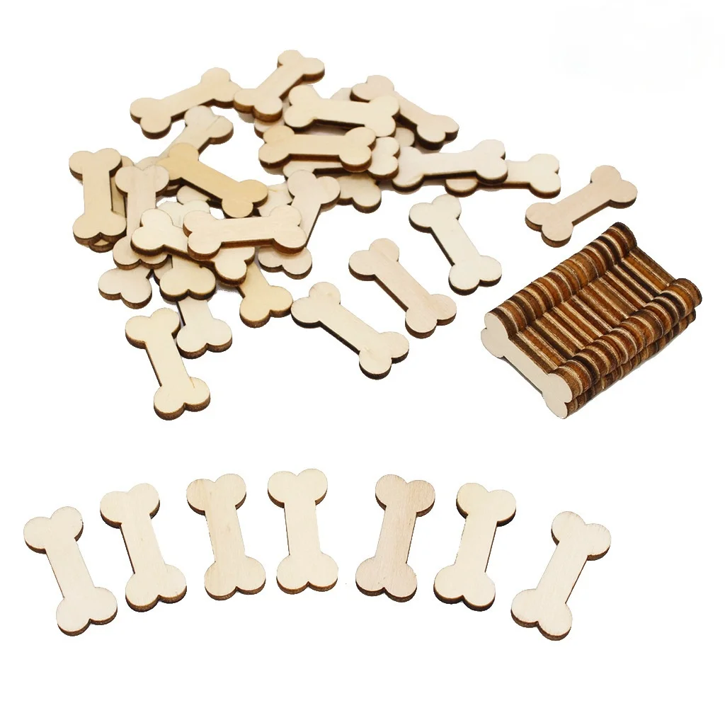 

20PCS Unfinished Wood Dog Bone Cutouts Unfinished Wooden Embellishment for DIY Projects, Gift Tags, Home Decoration