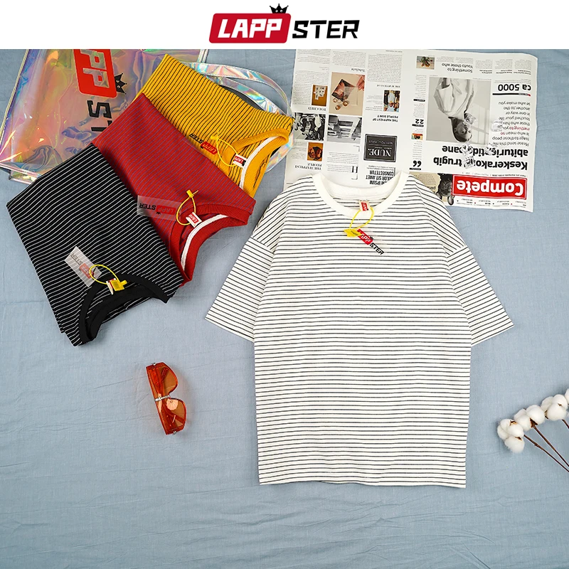 LAPPSTER Мужская негабаритная Японская уличная одежда футболки с отверстиями 2019