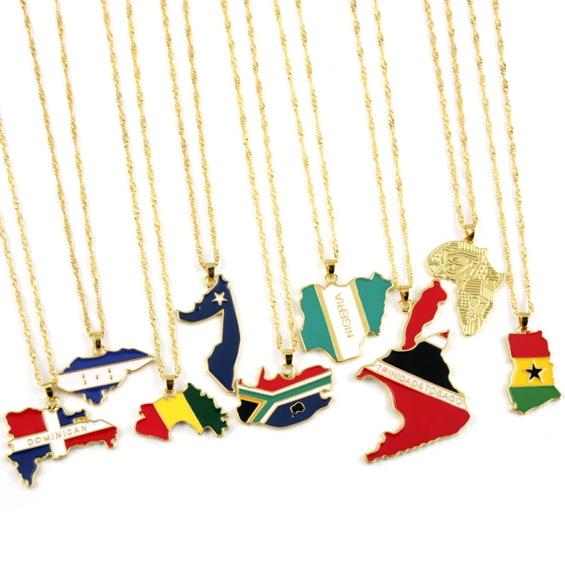 

Africa Country Necklace for Women Middle East Map Flag Pendant Pendant Choker Jewellery Necklaces for Teen Girls