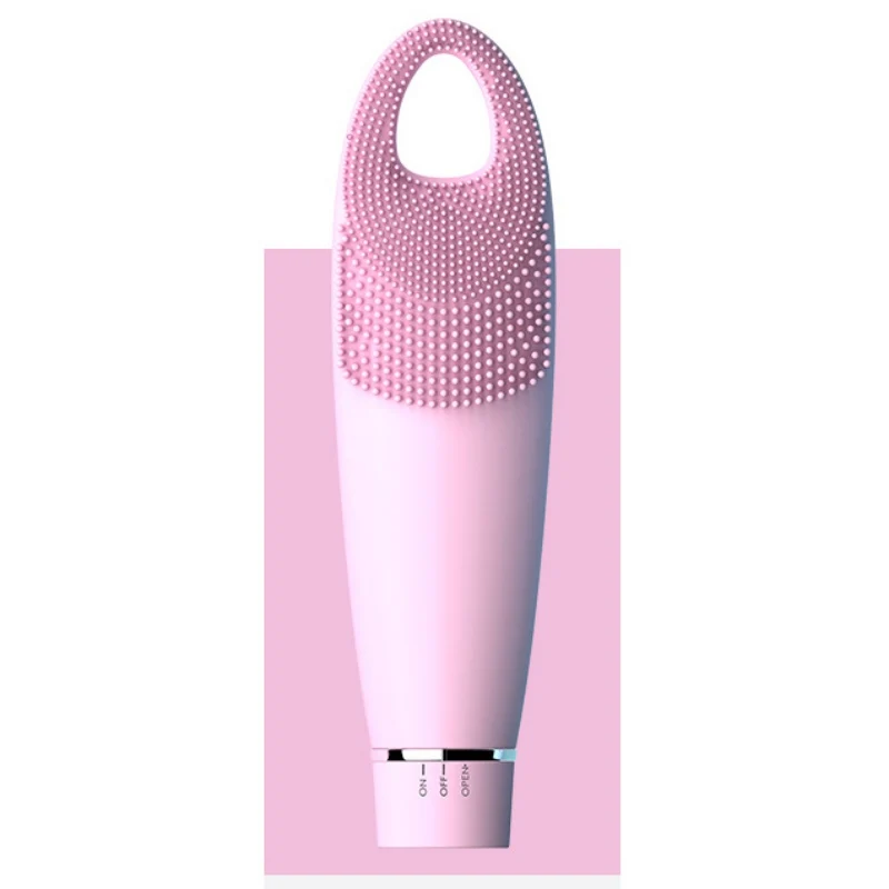 pink Новая Очищающая щетка для лица, звуковая вибрация, очиститель для лица, силиконовая Глубокая очистка пор, Электрический водонепроницаемый массаж - Цвет: pink