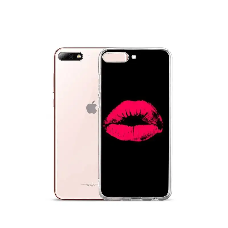 

LUXURY Sexy Lip print WOMEN girl Phone Case Transparent for iPhone Samsung A S 11 12 6 7 8 9 10 20 Pro X XS Max XR Plus lite