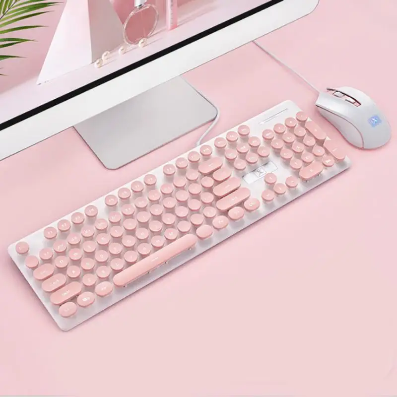 Pink wired Игровая беспроводная клавиатура, мышь, комбо, 104 клавиш, водонепроницаемая Радужная подсветка, для ПК, ноутбука, геймера, игры, мышь s и клавиатуры, комплект - Цвет: Pink wired