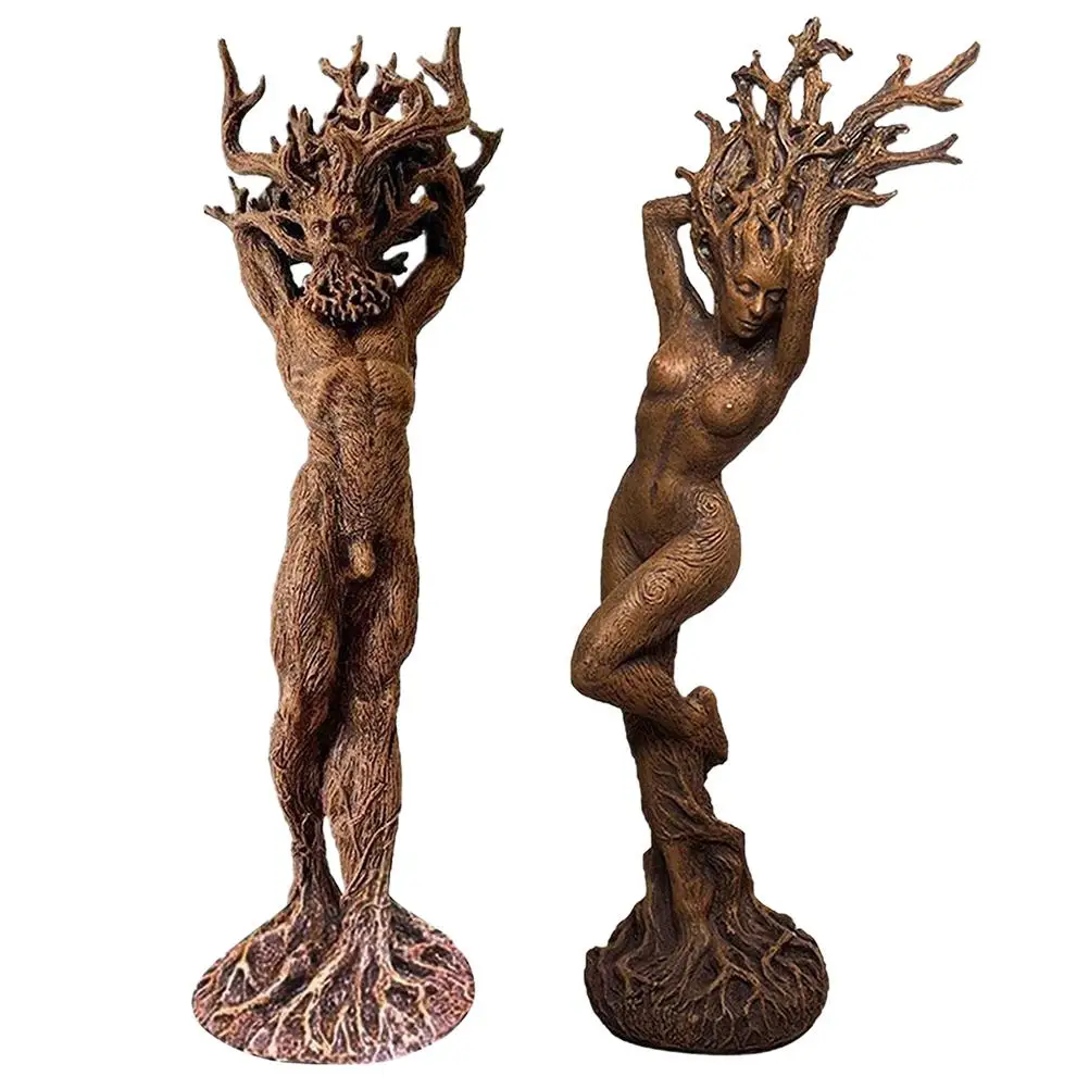 

Полимерная статуэтка, фигурки гуманоидов, скульптура лица дерева, домашнее украшение для сада, парка, миниатюры, украшения