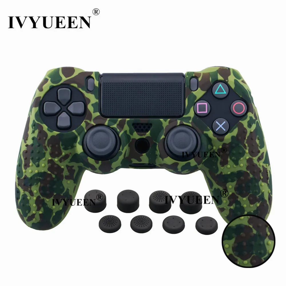 IVYUEEN 9 в 1 Шипованный силиконовый защитный чехол для sony Dualshock 4 PS4 Pro тонкий контроллер с 8 аналоговыми рукоятками - Цвет: Army Green Camo