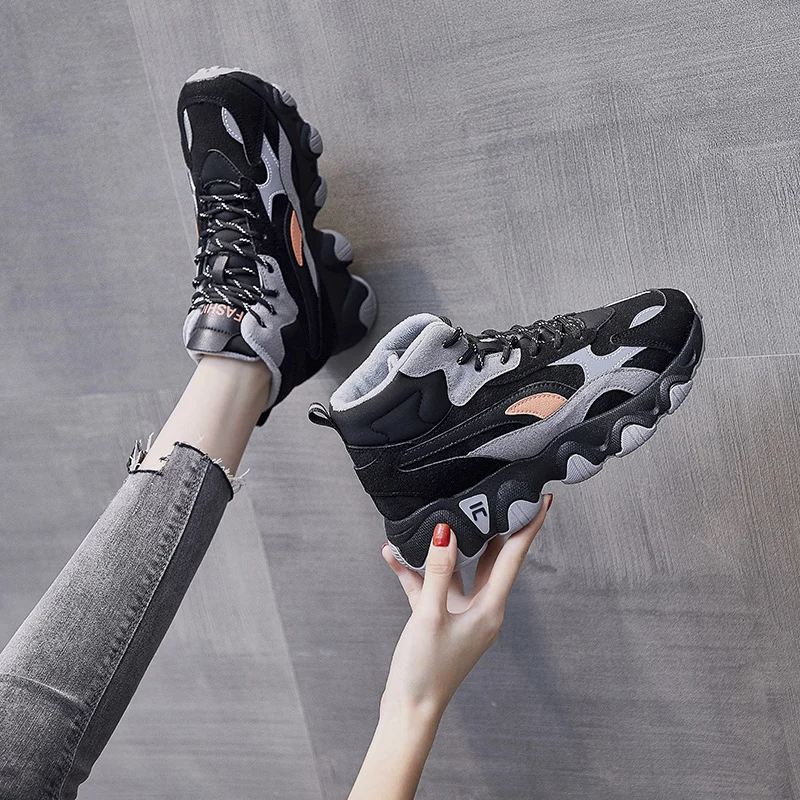 

Winter Boots Women Sneakers Outdoor Casual Shoes For Woman Lace-up Rubber Trend Shoes Leisure Shoes Zapatillas Mujer Warm Shoes