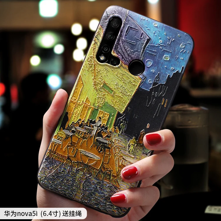 Винтаж Звездная ночь картина маслом рельефный чехол для huawei nova 5 Pro, nova 5i pro, nova 4, nova 4e(P30 Lite) крышка - Цвет: 7 nova5i