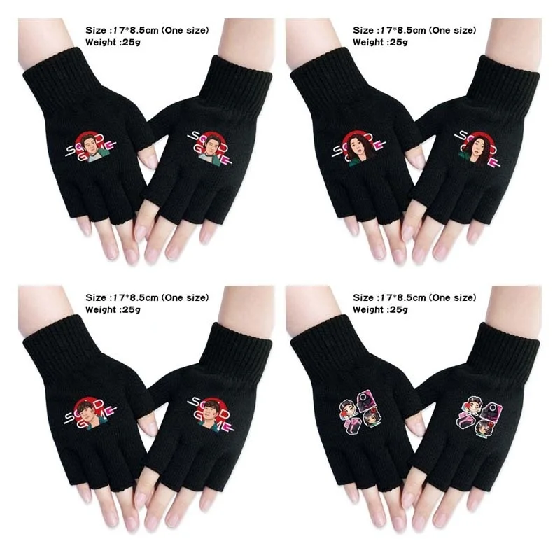 

New style Squid Game glove Korean cartoon pattern double cotton glove Hallowmas gift men and women Half styles Free shipping