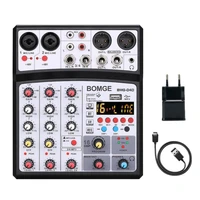wireless 4 channels audio sound mixer mixing dj console usb record sound card with 48v phantom power 16 dsp effects led display