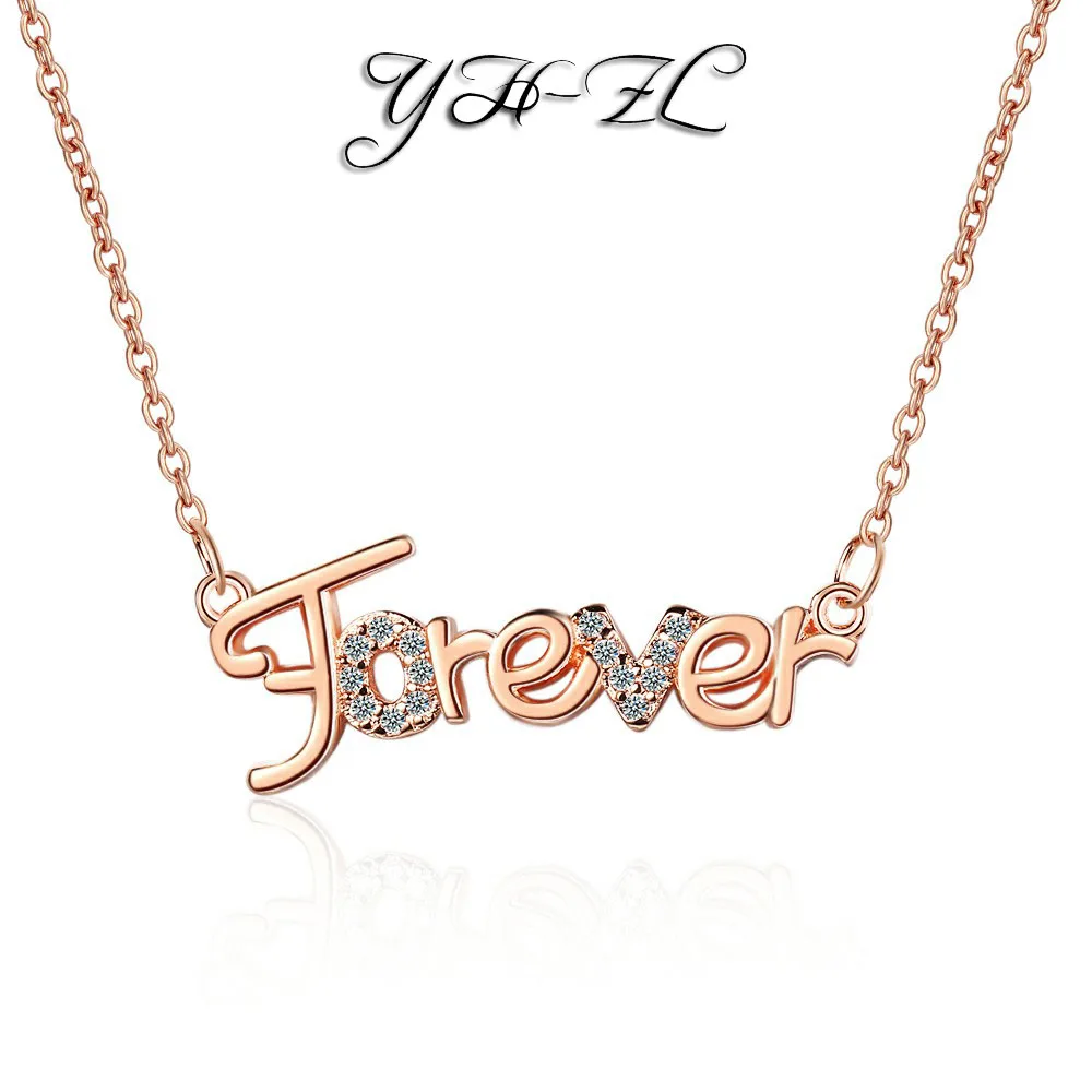 

YH-ZL 925 Sterling Silver Love Zircon Forever Pendant Neckace For Women Gift Chain choker