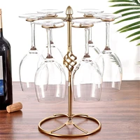 rotate hanging wine glass racks holder champagne stemware holder wrought iron wine rack bar glasses storage rack