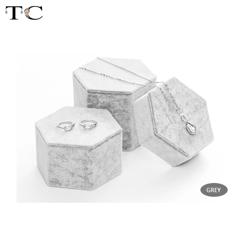 Серый бархатный стенд для ювелирных изделий подставка ожерелья кольца сережек