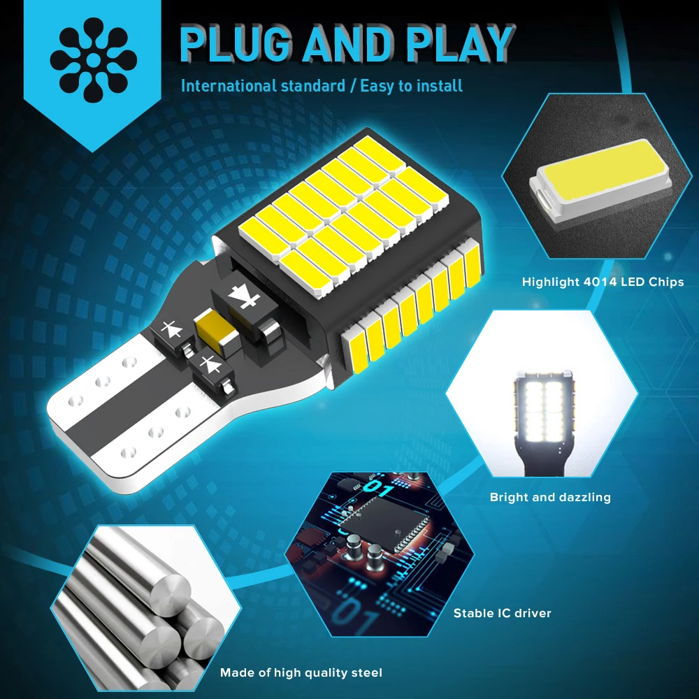 Светодиодная лампа T15 для Toyota CHR RAV4 Camry Auris Hilux Prius Celica Ipsum Verso Wish Lamp 921 912 W16W |