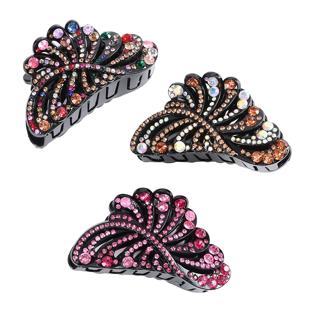 AWAYTR Женщины винтажные блестящие заколки элегантные кристаллические волосы креветка красочные камни ювелирные изделия 1 шт. на.