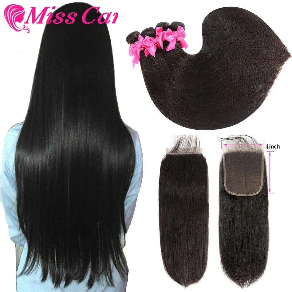 Перуанские прямые пучки волос с застежкой 100% человеческие волосы 3/4 пряди Мисс