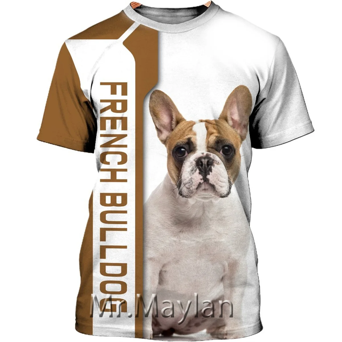 

Футболка с коротким рукавом и 3D-принтом французского бульдога, унисекс