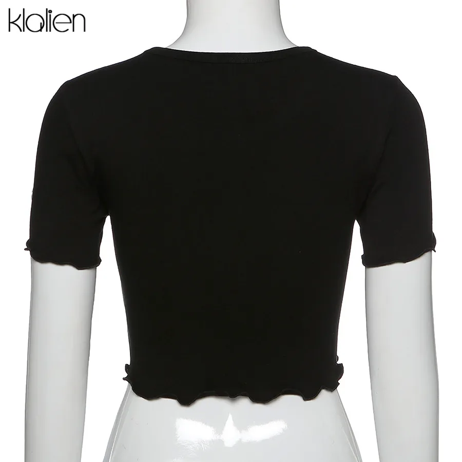 Женская хлопковая Футболка kalien черная Повседневная футболка с принтом в виде