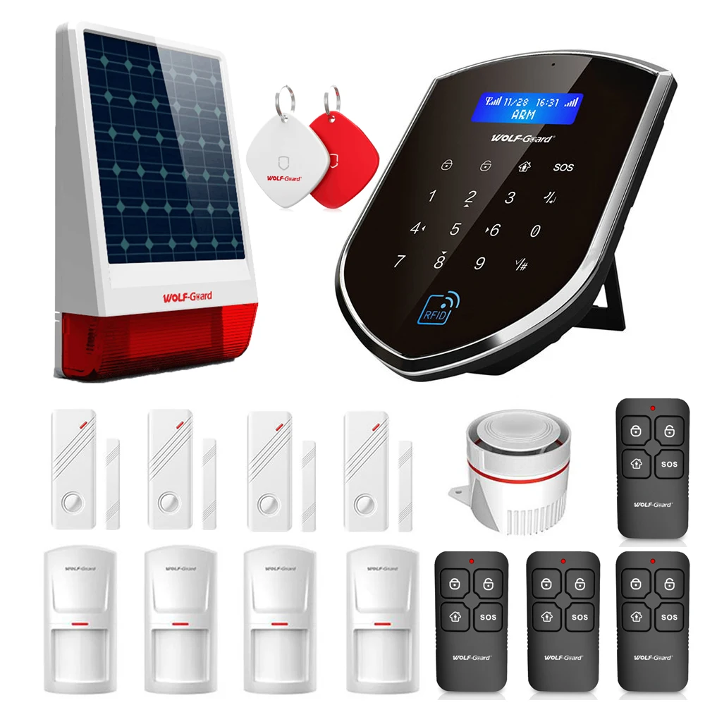 Wolf-Guard 2.4G WIFI+GSM Wireless Smart Burglar Security Alarm System DIY Kit for Home Apartment /APP Control /Auto Dial Siren
