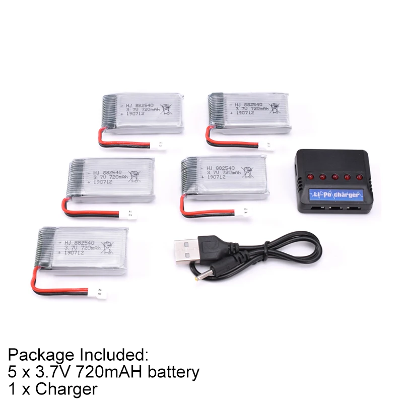4/5/6 шт. 3,7 V 720mAh литий-полимерный Батарея с Зарядное устройство 802540 для Syma X5C X5SC Skytech M68 MJX X705C яде A8 A9 Feiyue 328 радиоуправляемая модель
