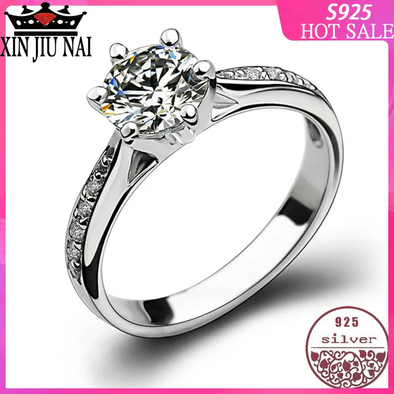 

100% Стерлинговое Серебро S925 простое классическое кольцо с шестью когтями, имитация японского и корейского обручального кольца, роскошный св...