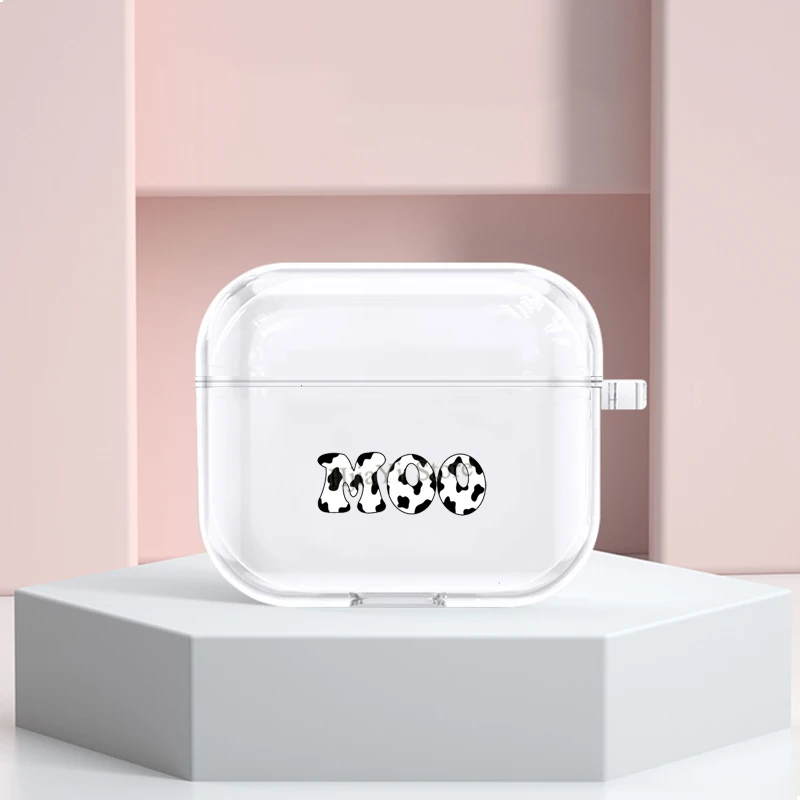 

Чехол moo с коровьим принтом для AirPods 3 2021, чехол для беспроводных Bluetooth наушников Apple Airpods 2 1 Pro, чехол