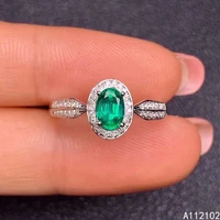 kjjeaxcmy fine jewelry 925 sterling silver inlaid natural emerald noble girl new gemstone ring support test chinese style