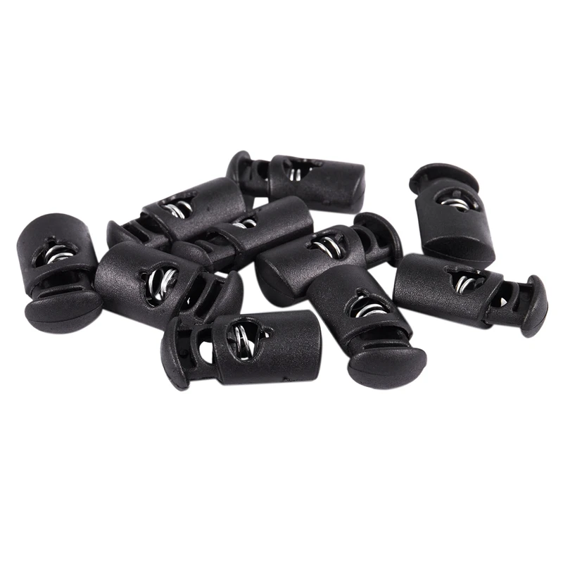 20 Pcs Hole Cord Stopper Black: 10 Spring Double Locks &amp Dia.8 Mm Laces Snap | Дом и сад