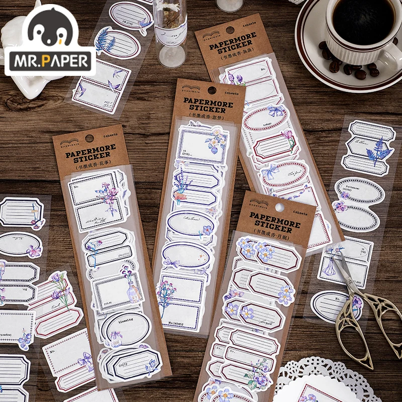 

Mr. Paper 4 Design Infeel.Me Book Mo Chengxiang Series Writable Sticker Pack 6 Pieces Of Decorative Collage Material Stickers