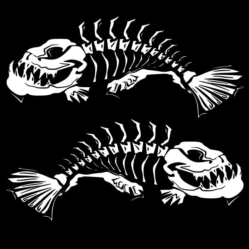 

1 Pair of Skeleton Fish Door Decal Classic Fashion Car Styling Sticker Accessories 21.6* 18.7cm