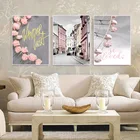Nordic современный минималист Стиль Розовая мечта холст картины гостиная диван настенный плакат-Триптих печати украшение дома