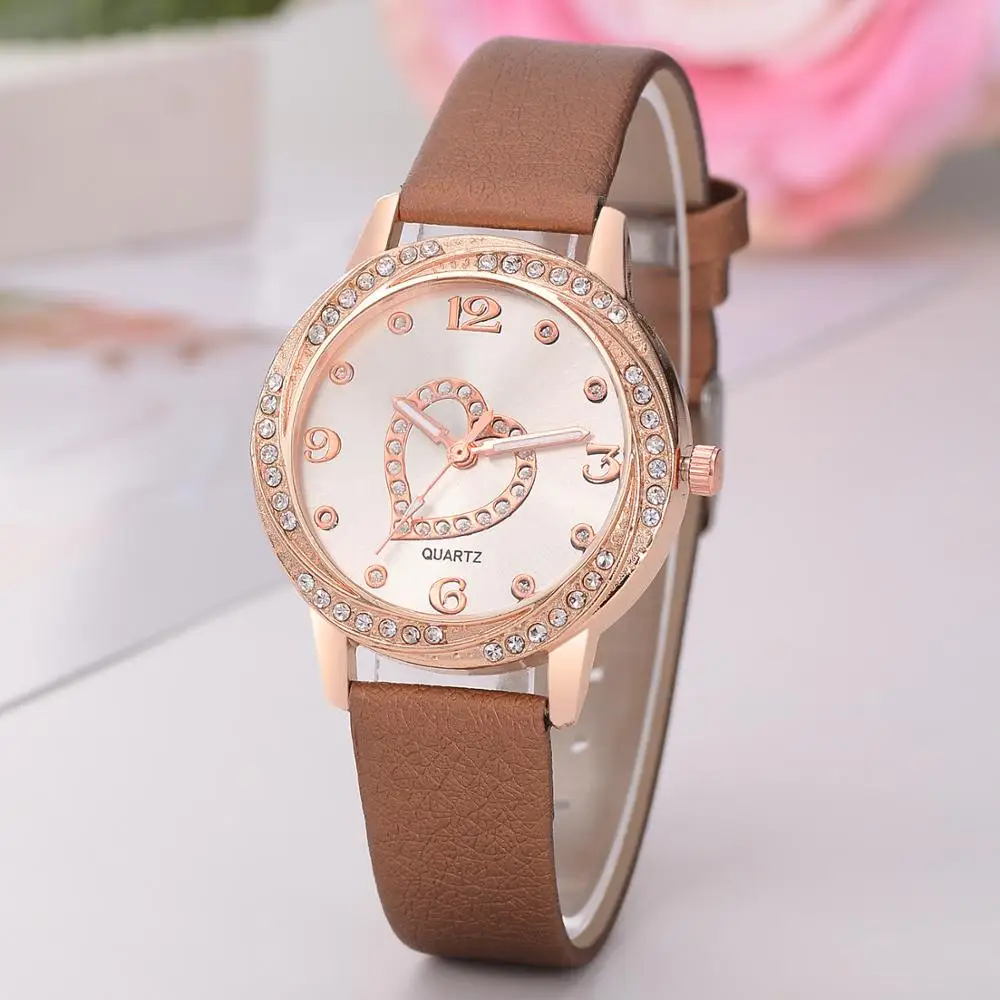 

2020 New Luxury Ladies Fashion Casual Watch Leather Strap Watch Women Heart-shaped Watches Female Clock Relogios Femininos