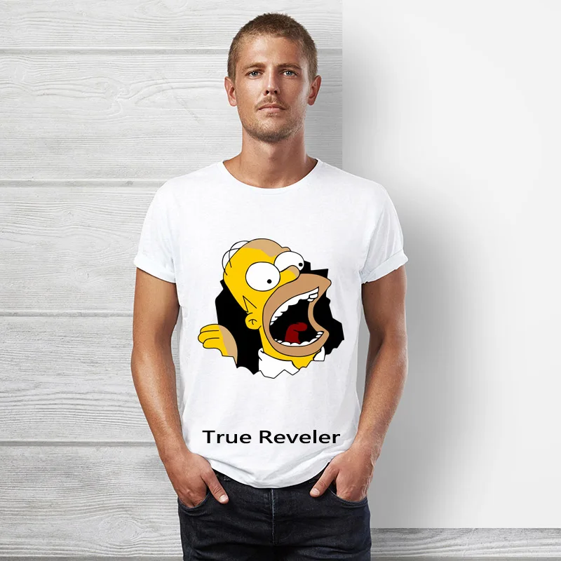 Homer simpson Футболка мужская короткий рукав хип хоп мультфильм Топы футболка Летняя забавная Милая Симпсон Женская футболка - Цвет: S22