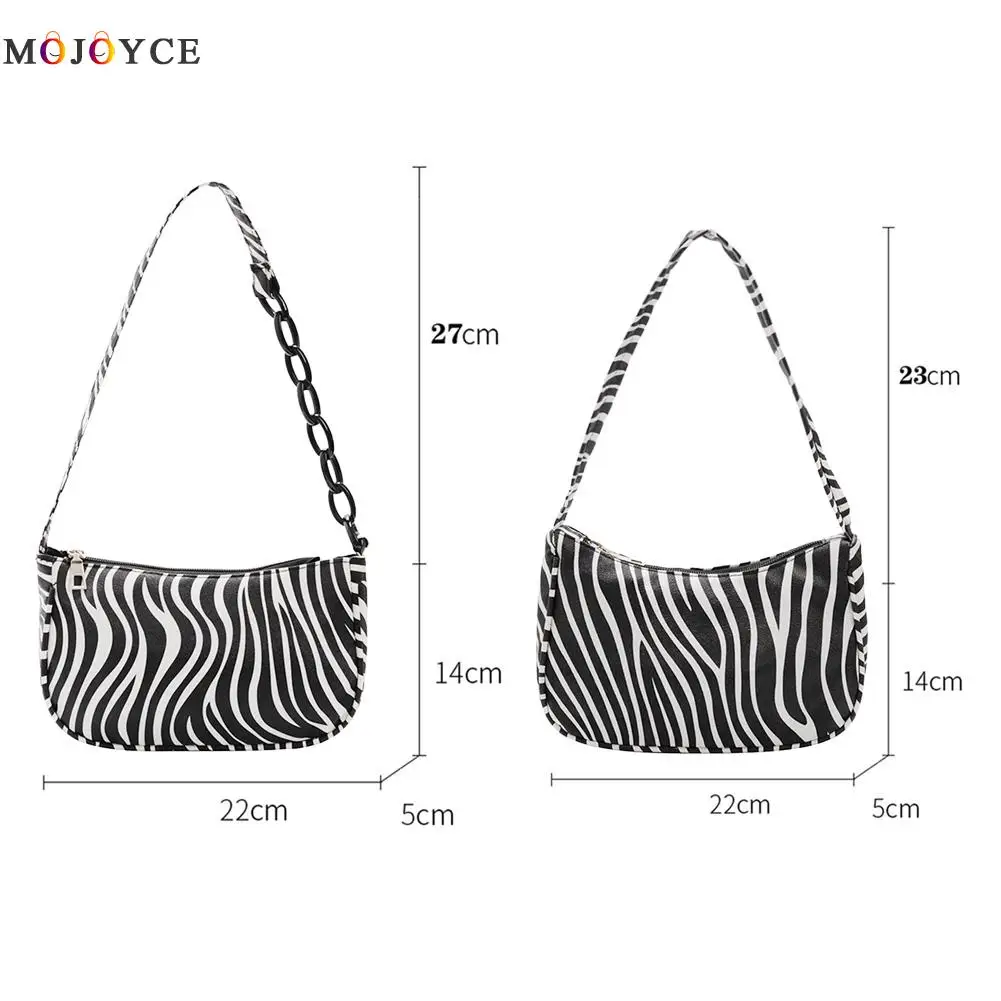 

Women Small Zebra Print Zipper Underarm Shoulder Bag Ladies Fashion PU Leather shopping Handbags Female Daily Travel Totes