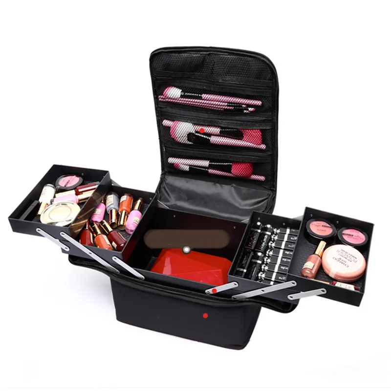 

Multi-layer Make Up Bag Ladies Cosmetic Storage Suitcase Hand-held Manicure Hairdressing Embroidery Nail Tool Kit Toiletry Bag