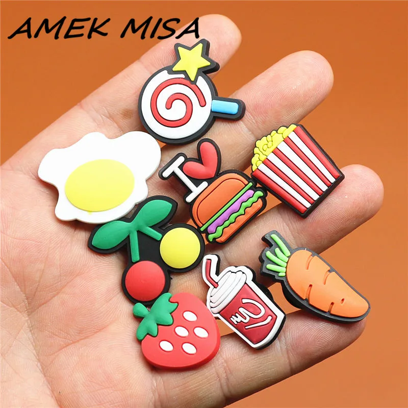 Single Sale 1pcs Food Series Shoe Charms Carrot Shoe Buckle Accessories Pineapple Shoe Decorations fit Croc JIBZ Kid's X-mas U36