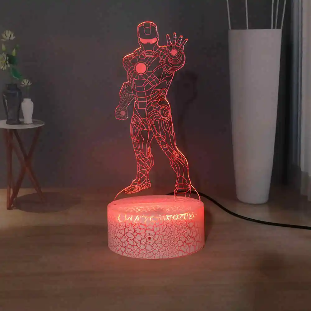 Железный человек светодиодный ночник фильм Marvel серии супергерой RGB разноцветная