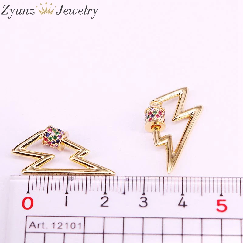 

5PCS, CZ Micro Pave Crystal Zirconia Lightning Clasp Lock Carabiner Pave Lock Jewelry Findings