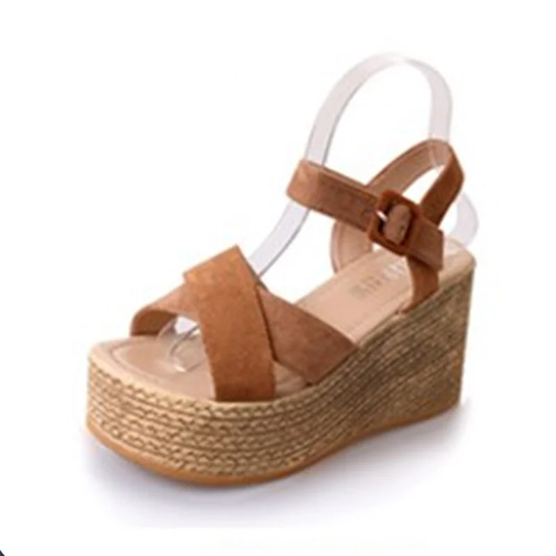 

Women's Sandals 2021 Summer Roman Fish Mouth Buckle Muffin Solid Color Women's Shoes Spot Mixed Platform High Super HYKL