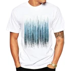 Хипстерская хипстерская футболка TEEHUB с коротким рукавом и круглым вырезом, Новое поступление 2021, модная водолазная Бирюзовая Мужская футболка с принтом туманного леса