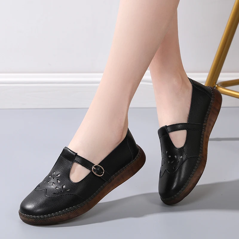 

2021 Spring Women Flats Genuine Leather Shoes Slip On Ballet Flats Ballerines Flats Woman Moccasins Flat Loafers Shoes