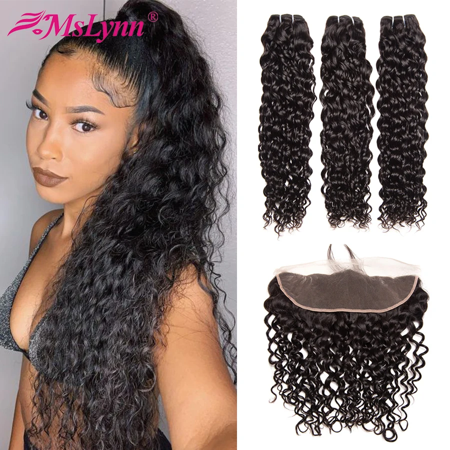 Волнистые пучки воды с фронтальным перуанским пучком волос закрытием