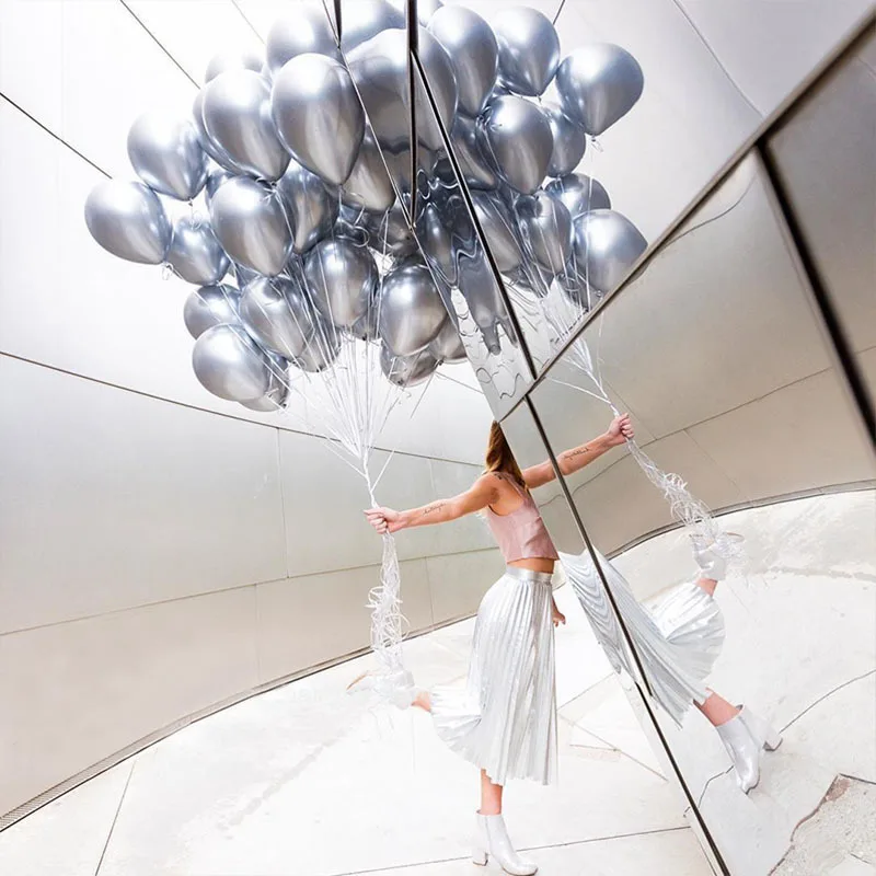 Золотистые/Серебристые/черные металлические латексные гелиевые украшения для