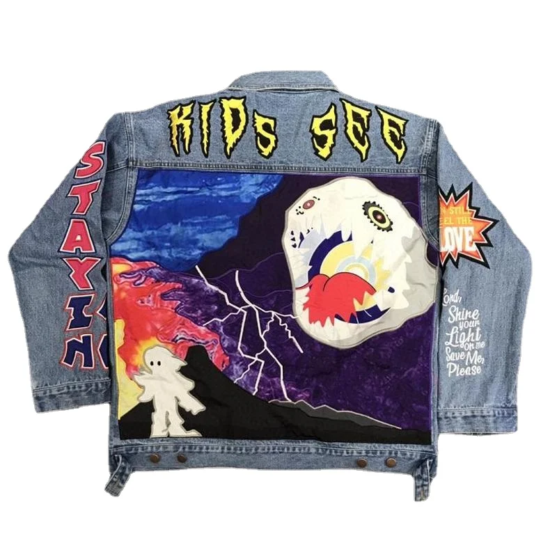 Куртка Astroworld 22SS Мужская/женская с вышивкой вареная Тяжелая промышленная одежда