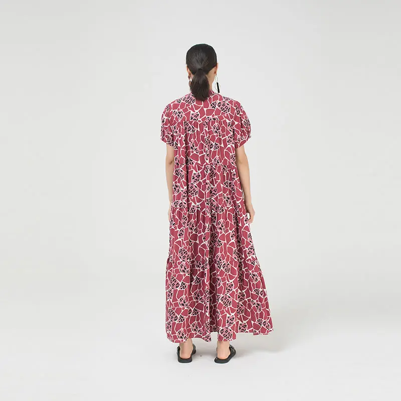 XITAO Patchwork Print Pattern Dress Women Summer Casual Fashion New Style Temperament Stand Collar Short Sleeve ZP1343 | Женская одежда