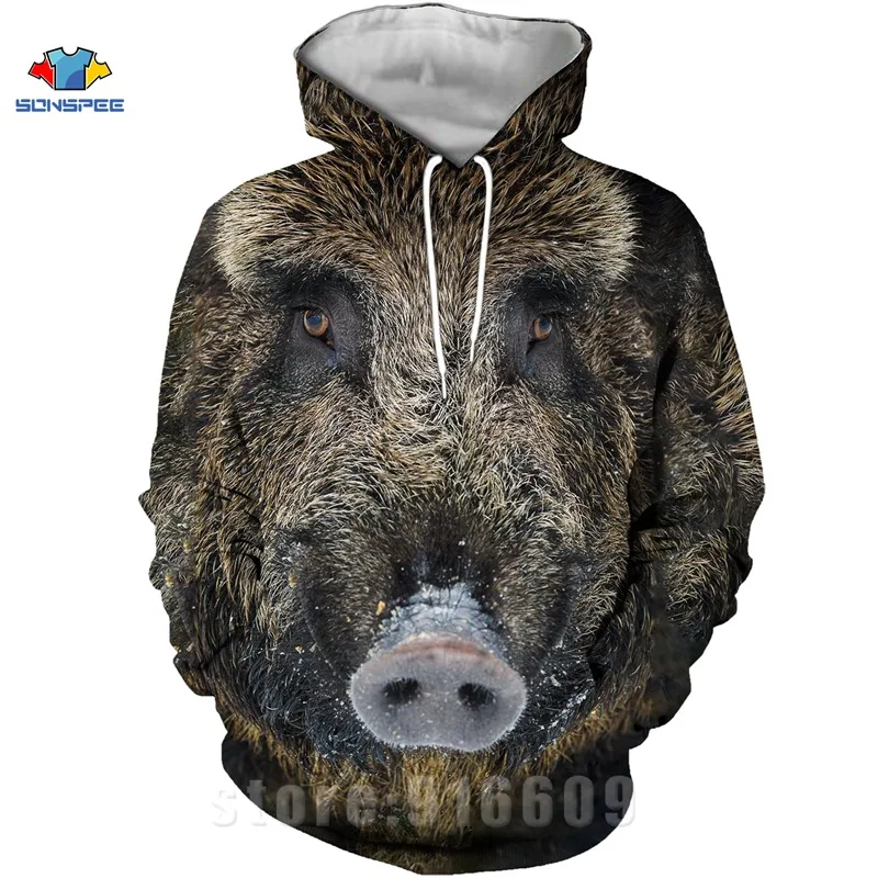 

Wild Boar Hunting Hoodies 3D Print Sweatshirt Tracksuit Men Wild Animal Hoodie Plus Size Zipper Pullover Funny Pig Face Coat