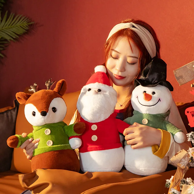 

Chirstmas Goods Children's Gifts for the New Year Snowman Deer Santa Claus Soft Stuffed Toys Girl Boy Room Decor 40cm