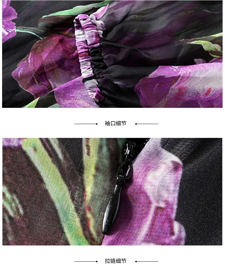 

Vintage Fashion Runway Purple Floral Print Maxi Dress 2021 Spring High Waist Layer Ruffles Chiffon Holiday Long Dresses Female