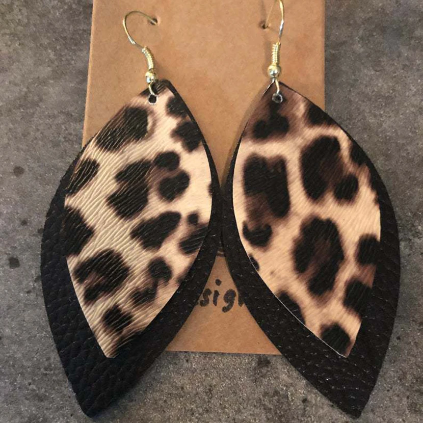 

Women Earrings Layered Leopard Print Leather Water Drop Earrings New Arrival Different Style Punk Accessories Aesthetic Big Ear
