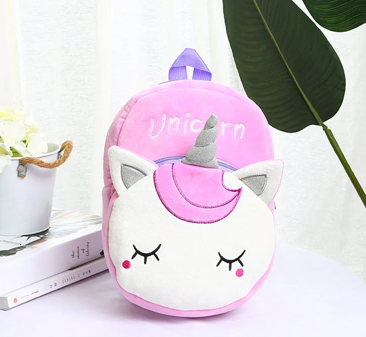 

Cartoon unicorn lovely plushed shoulders bag Soft toy unicorn bag for children Colorful storage bag large capacity