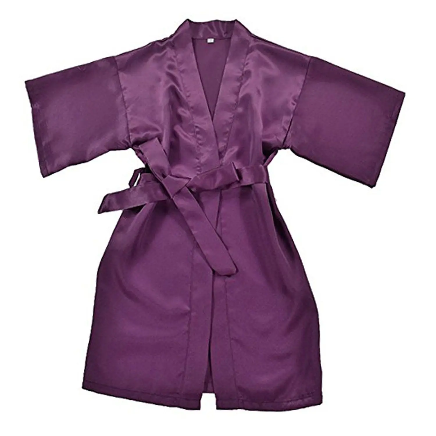 Flower Girl Kimono Robe Kids Sleepwear Nightwear Children Bathrobe Wedding Dress Floral Silk Satin Night Gown 4/8/12 Sizes Child