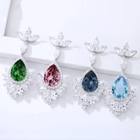 mengyi luxury charm drop earrings with water drop shaped zircon shiny jewelry women wedding exquisite earrings party accessories